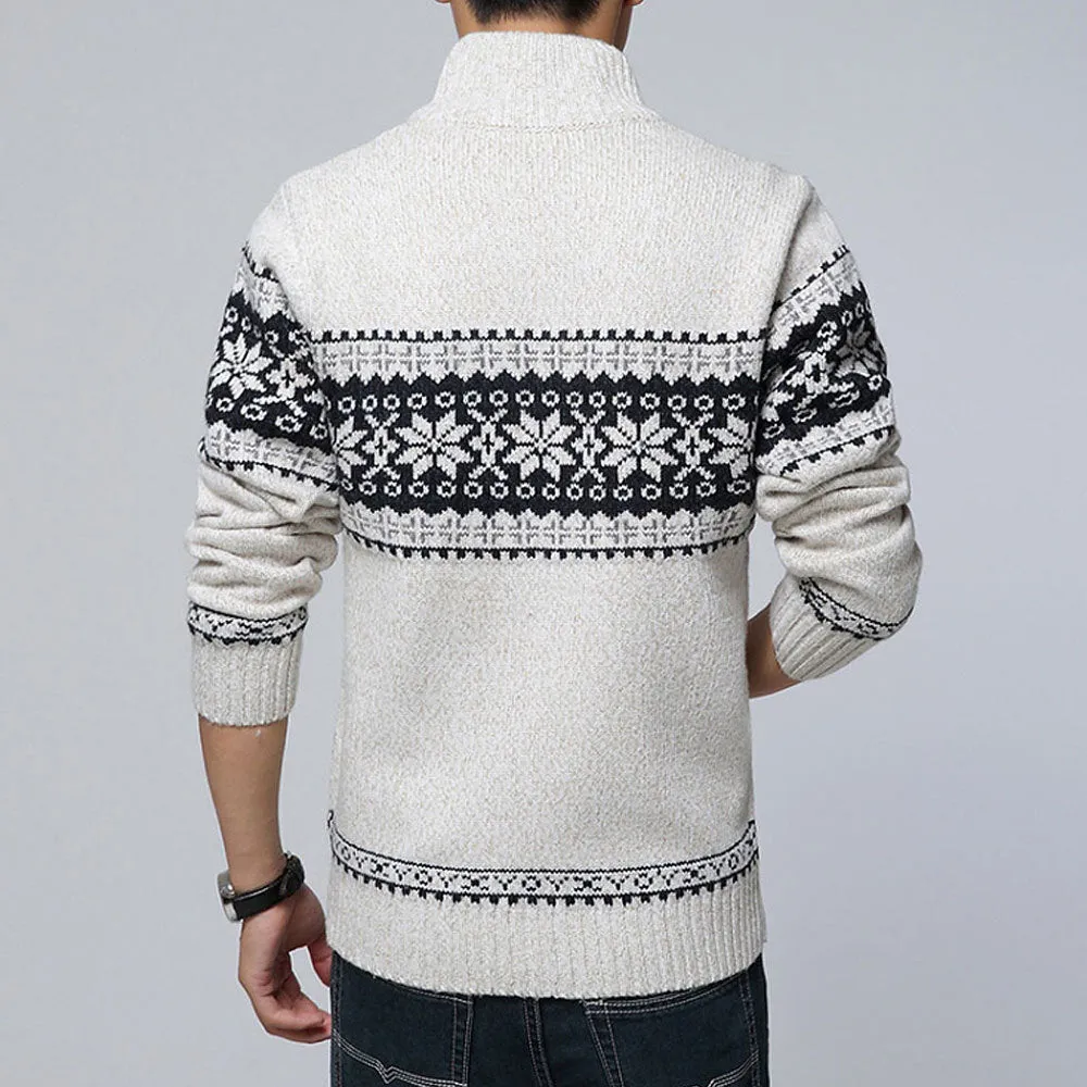 Advbridge New Autumn Winter Men&#39;s Sweater Wool Men Mandarin Collar Solid Color Casual Sweater Men&#39;s Thick Fit Brand Knitted Cardigans