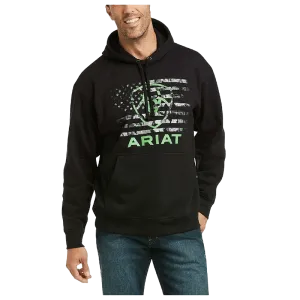 Ariat Men's Basic Hoodie Logo Flag Long Sleeve Hoodie Sweatshirt