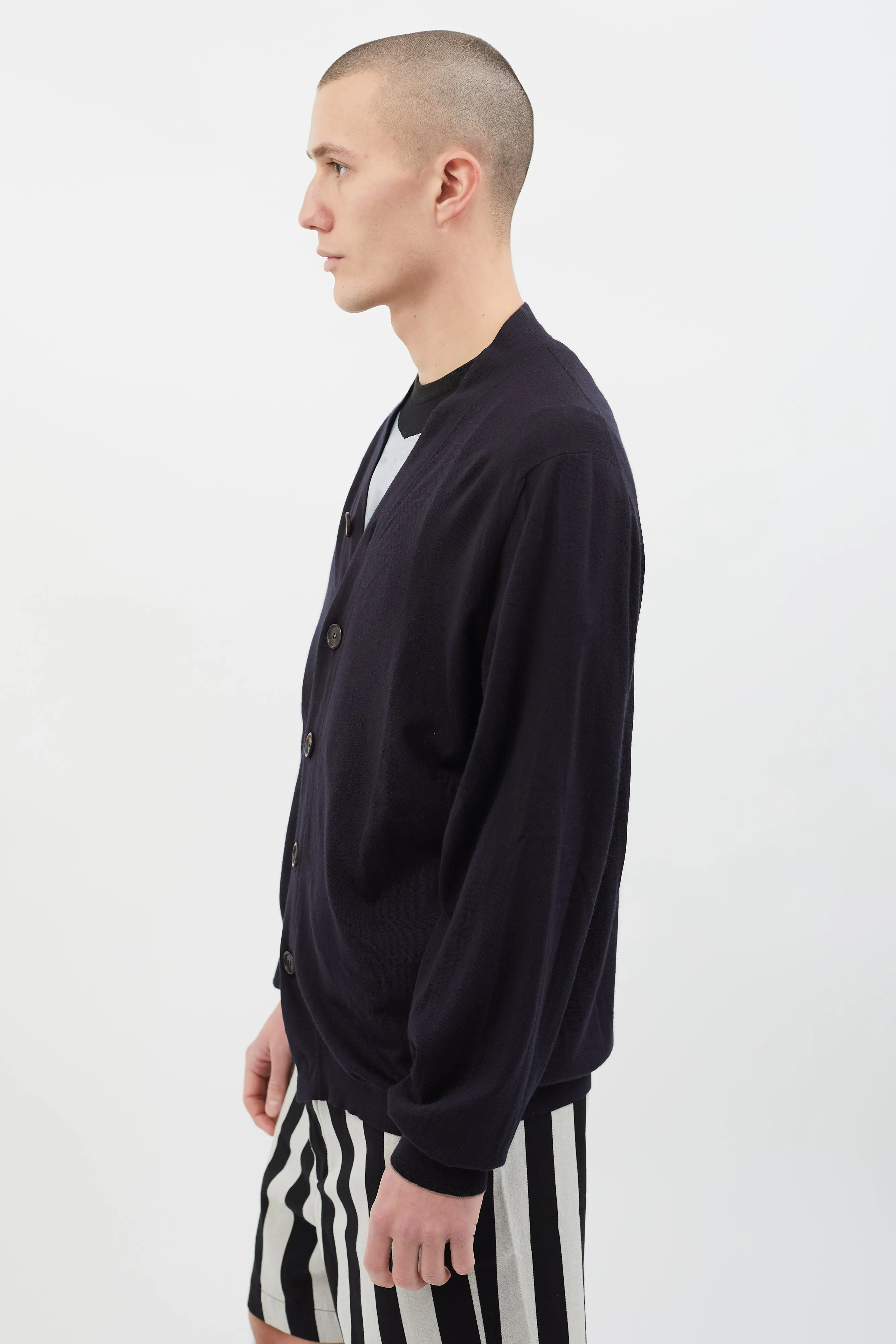 Black Wool Cashmere Blend Cardigan