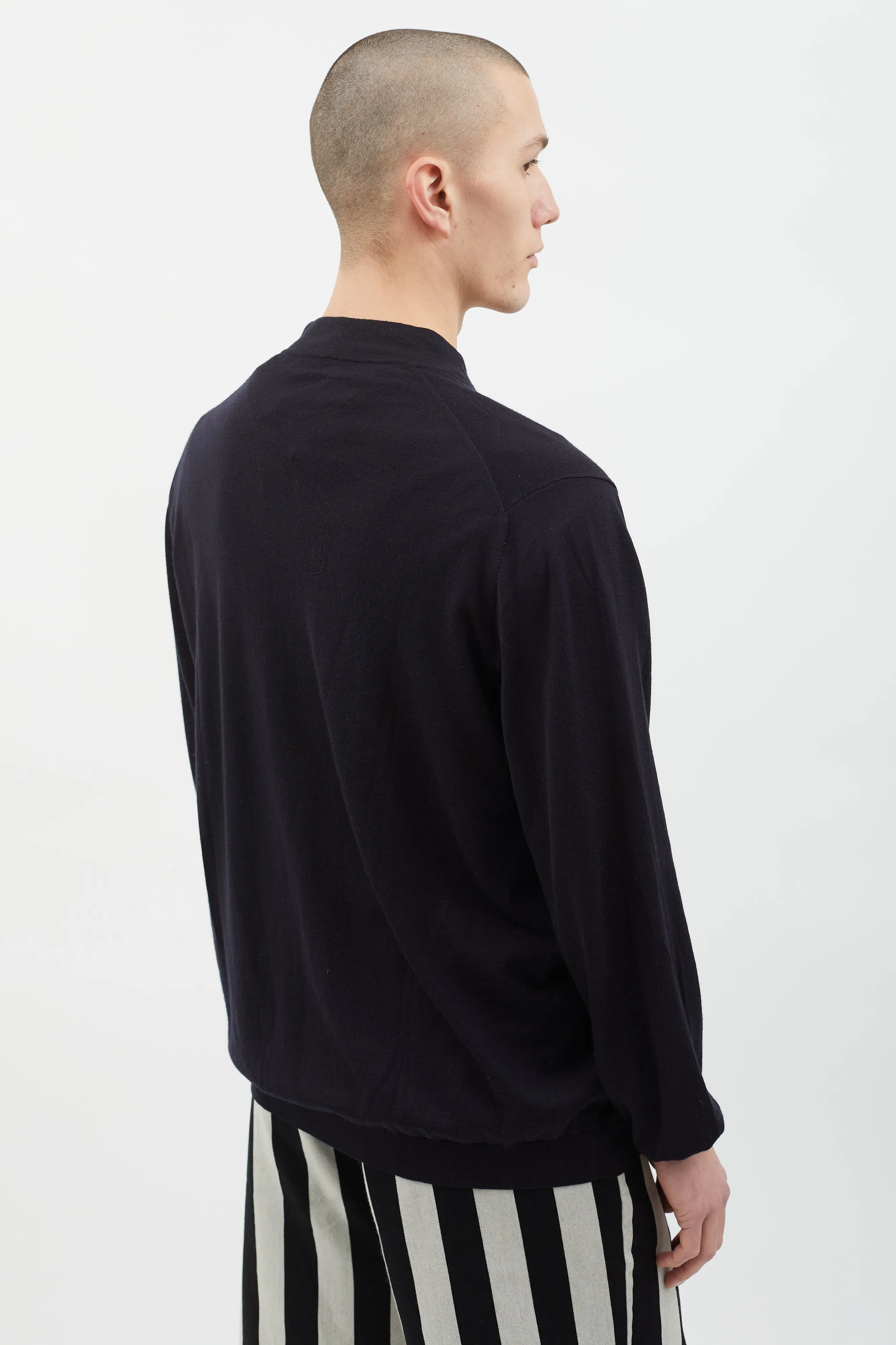 Black Wool Cashmere Blend Cardigan