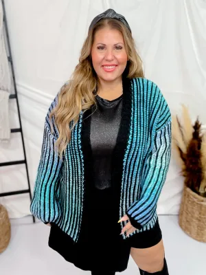 Blue Multi-Colored Ombre Sweater Cardigan FINAL SALE