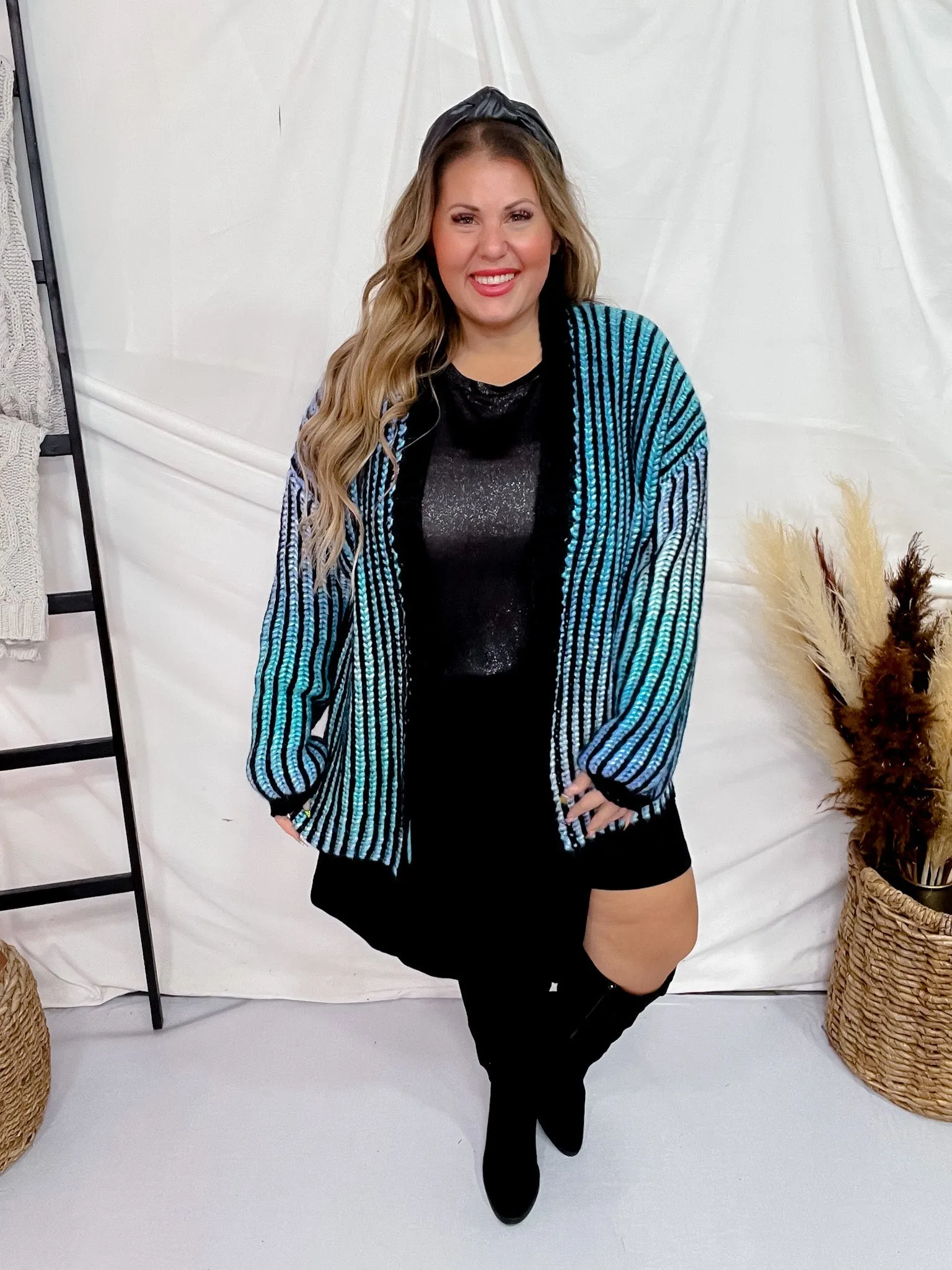 Blue Multi-Colored Ombre Sweater Cardigan FINAL SALE