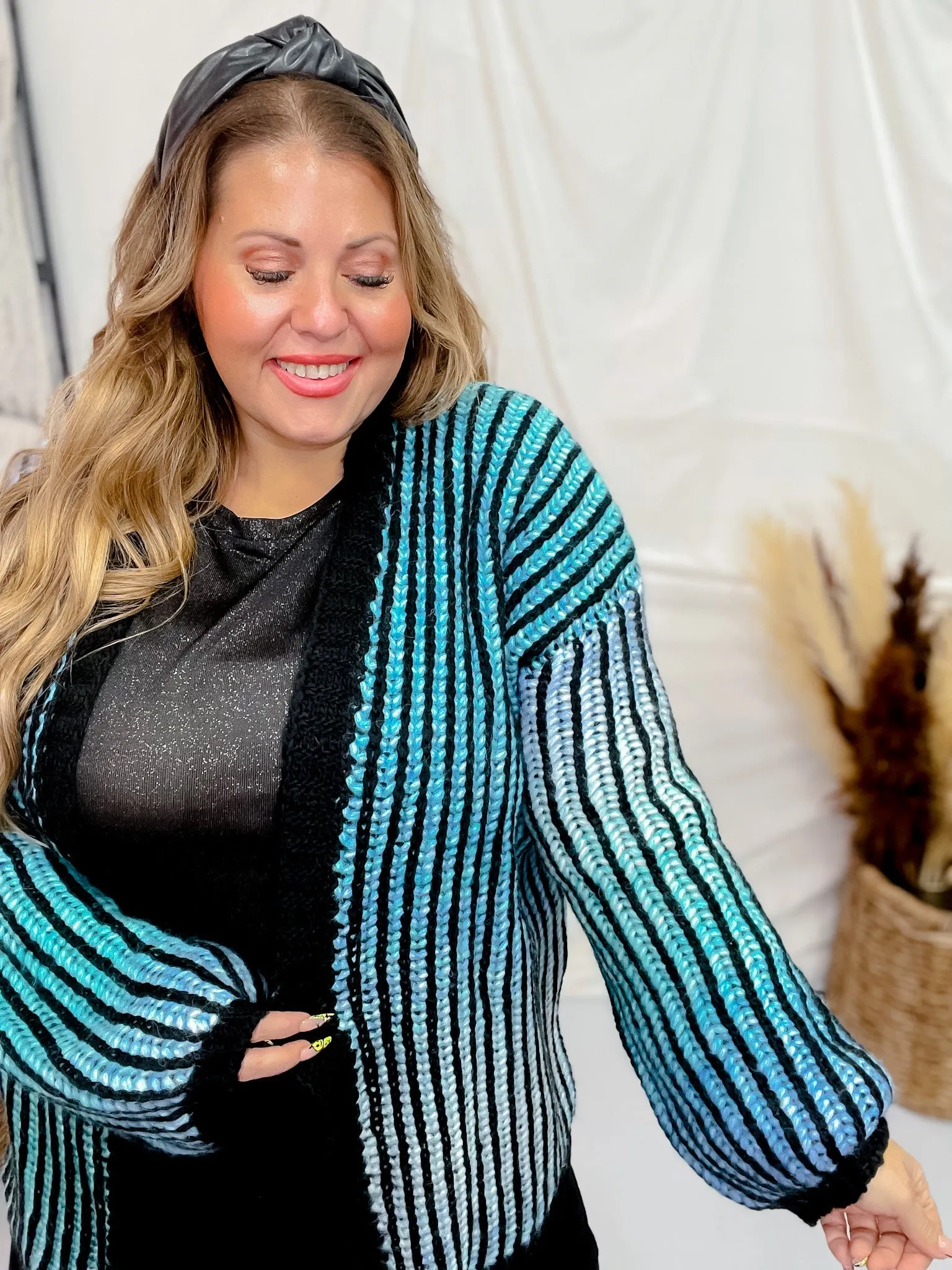 Blue Multi-Colored Ombre Sweater Cardigan FINAL SALE