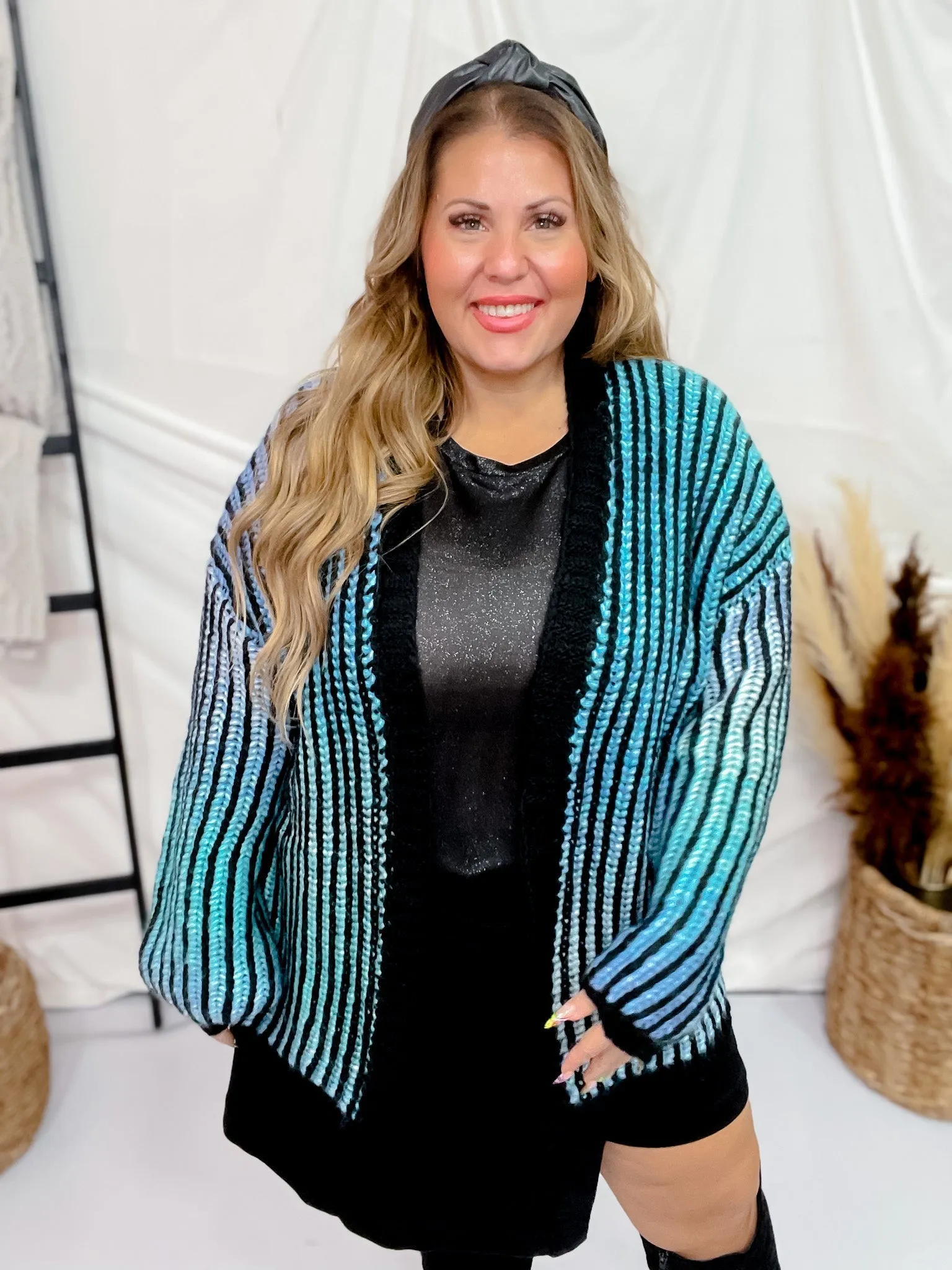 Blue Multi-Colored Ombre Sweater Cardigan FINAL SALE