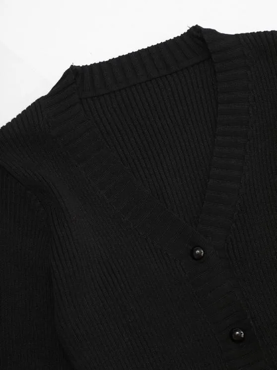 Button Up Scalloped Lace Trim Cardigan for Women