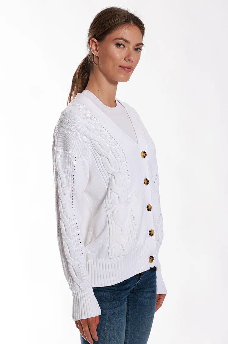 Cotton Cashmere Oversized Cable Cardigan