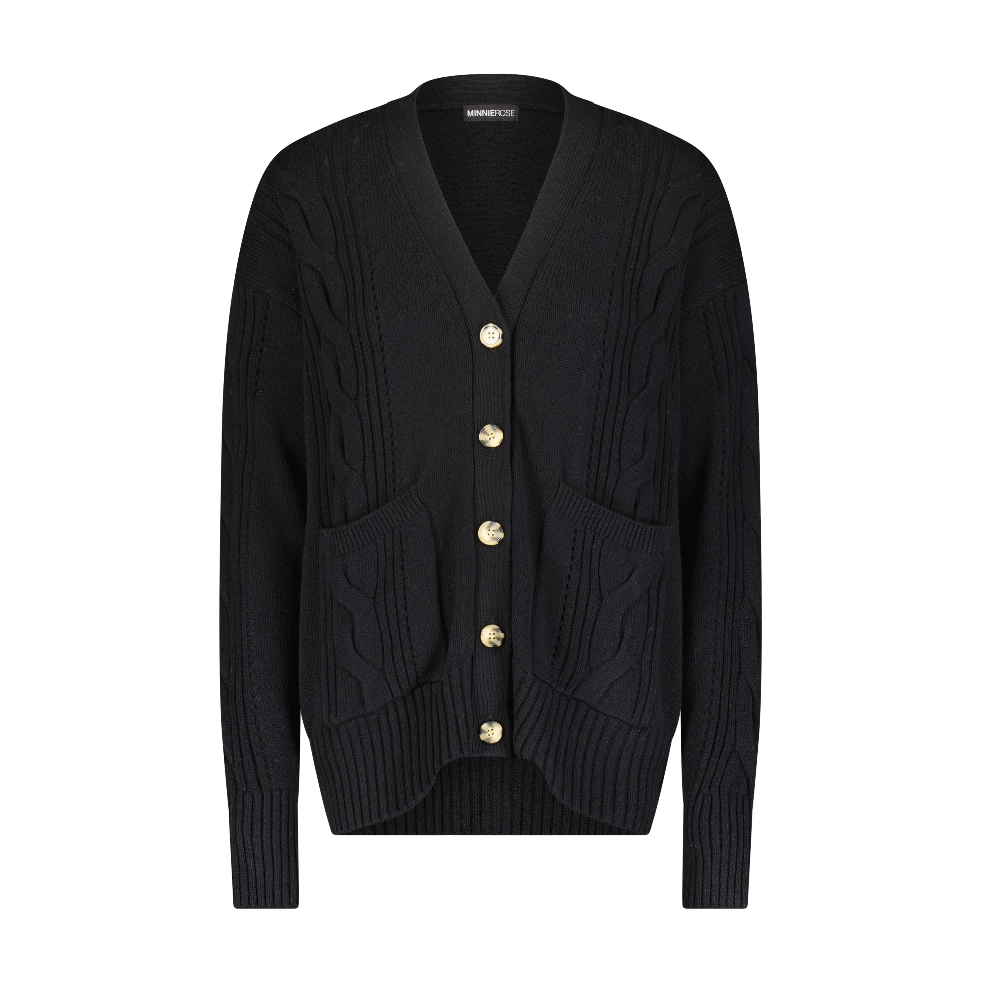 Cotton Cashmere Oversized Cable Cardigan