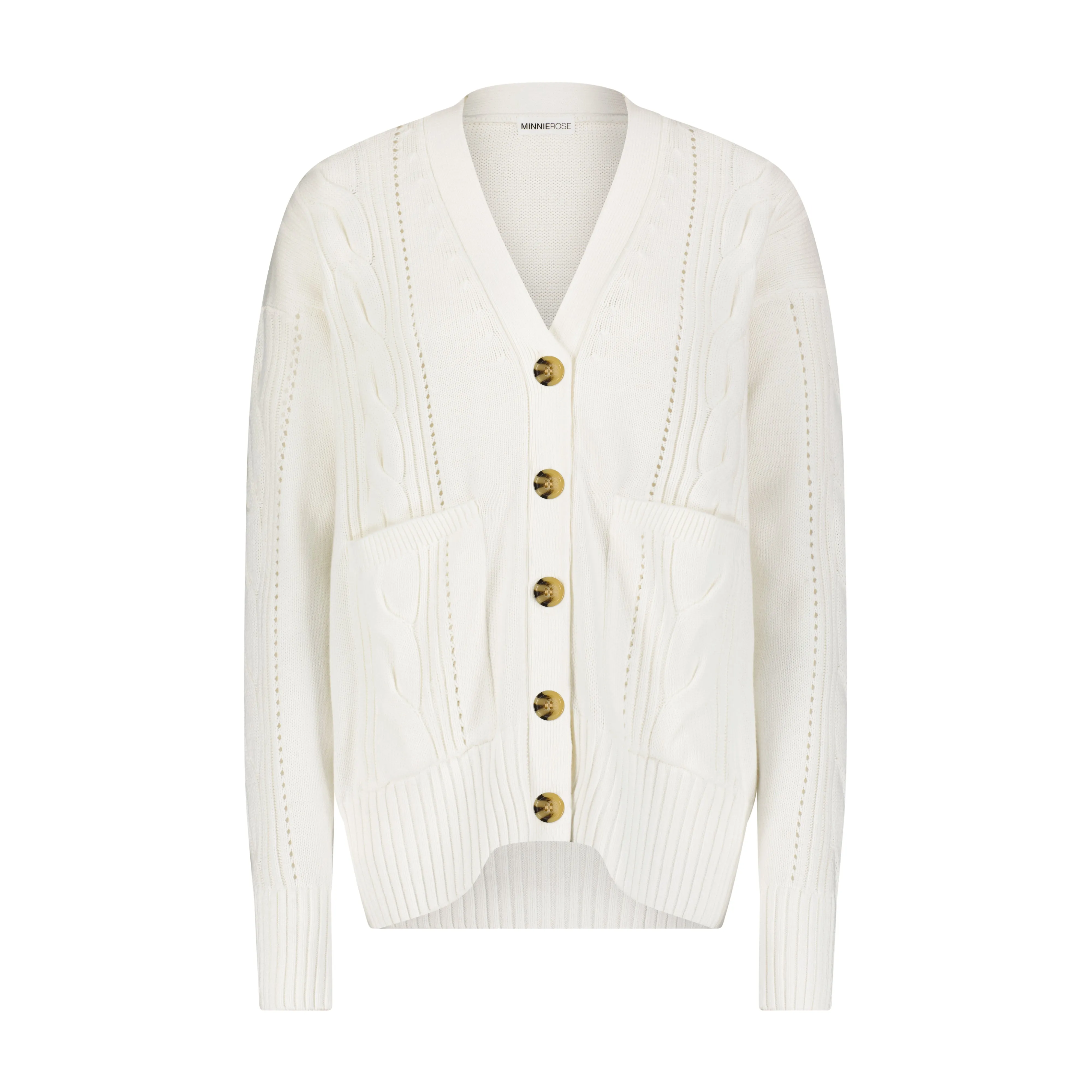 Cotton Cashmere Oversized Cable Cardigan