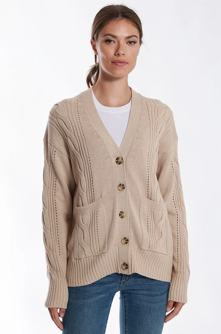 Cotton Cashmere Oversized Cable Cardigan
