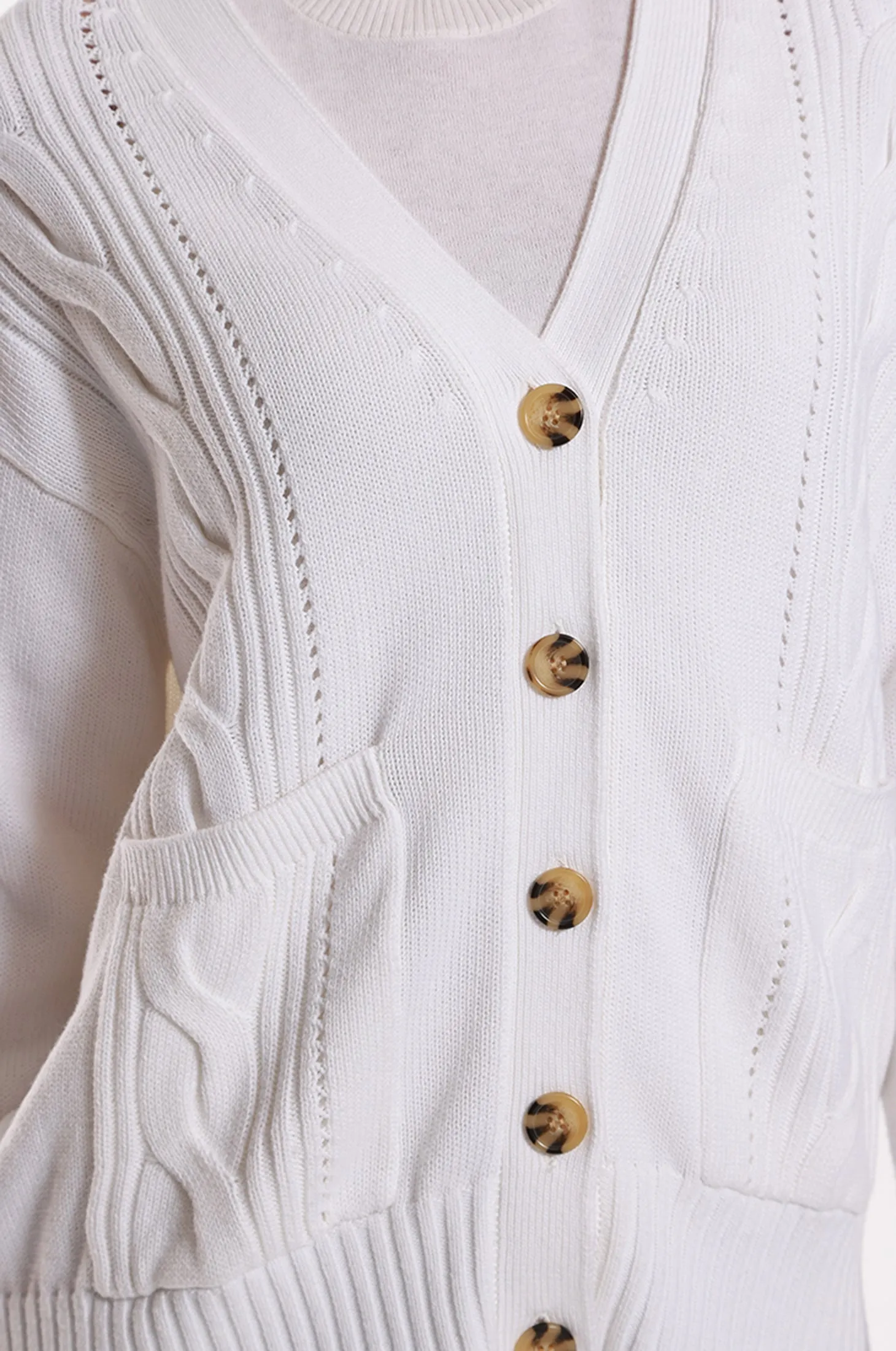 Cotton Cashmere Oversized Cable Cardigan