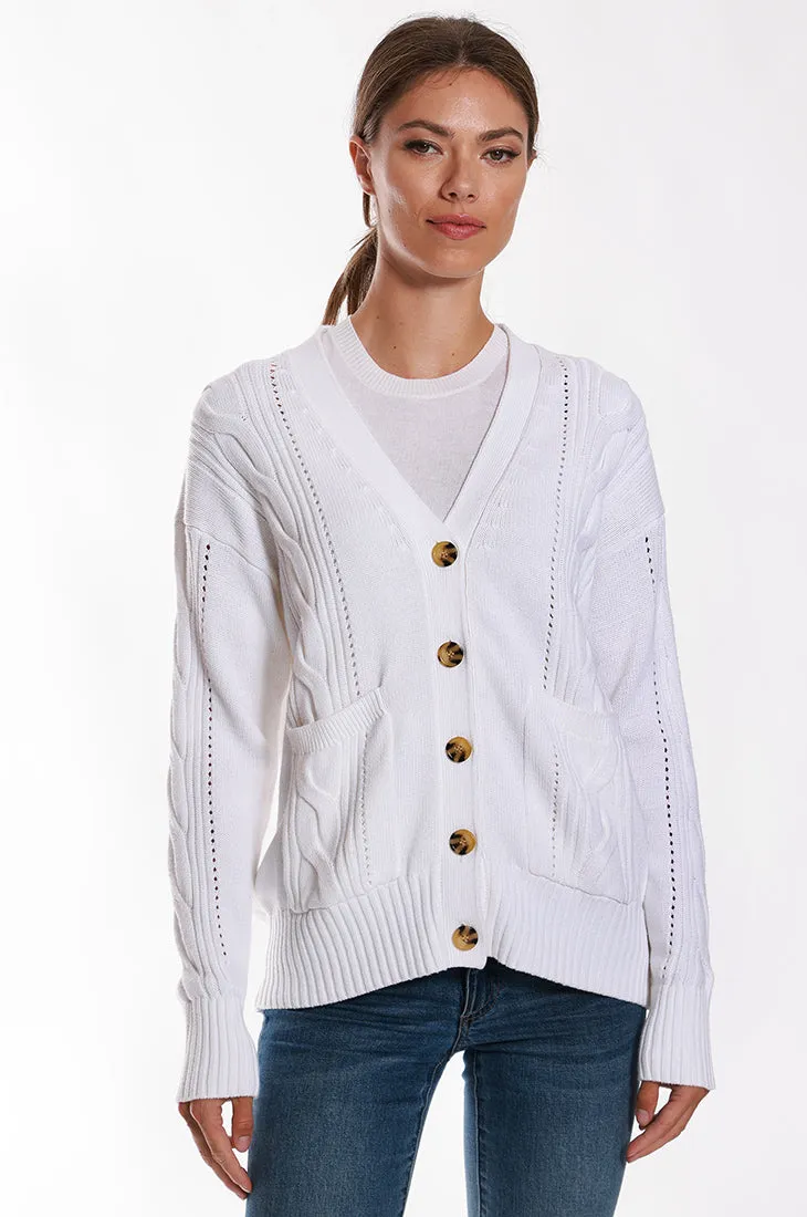 Cotton Cashmere Oversized Cable Cardigan