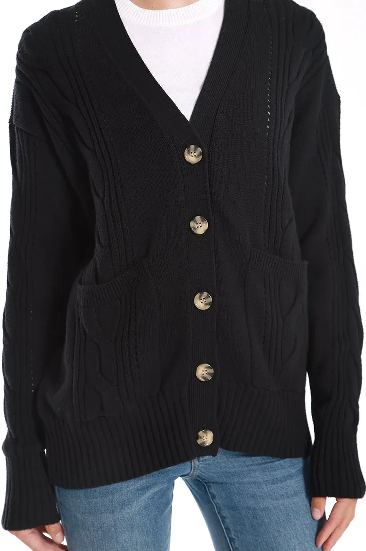 Cotton Cashmere Oversized Cable Cardigan