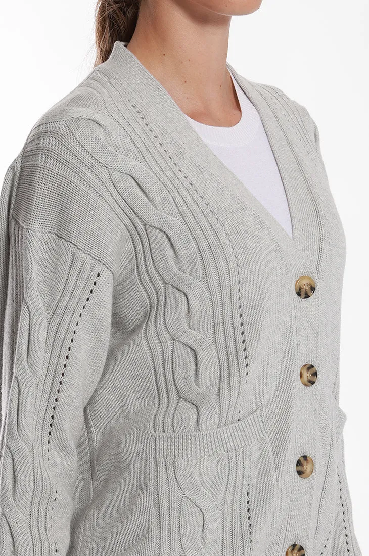 Cotton Cashmere Oversized Cable Cardigan