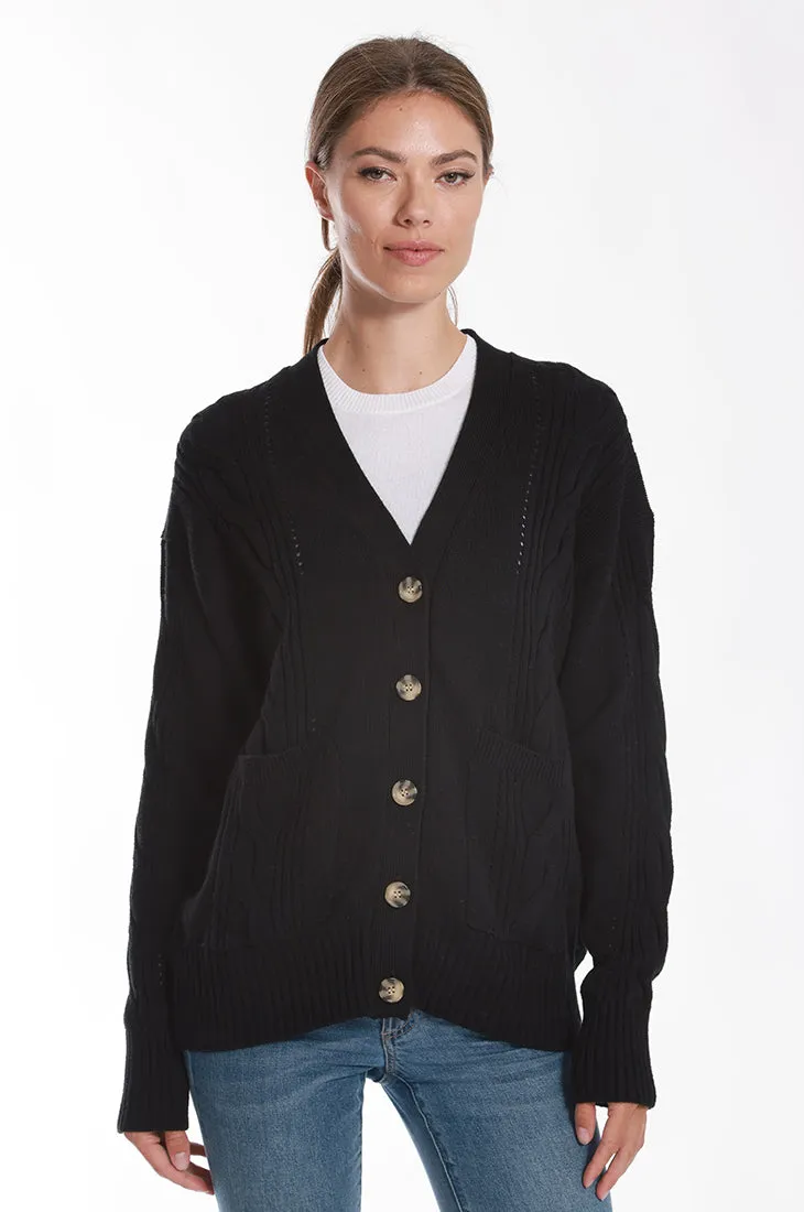 Cotton Cashmere Oversized Cable Cardigan
