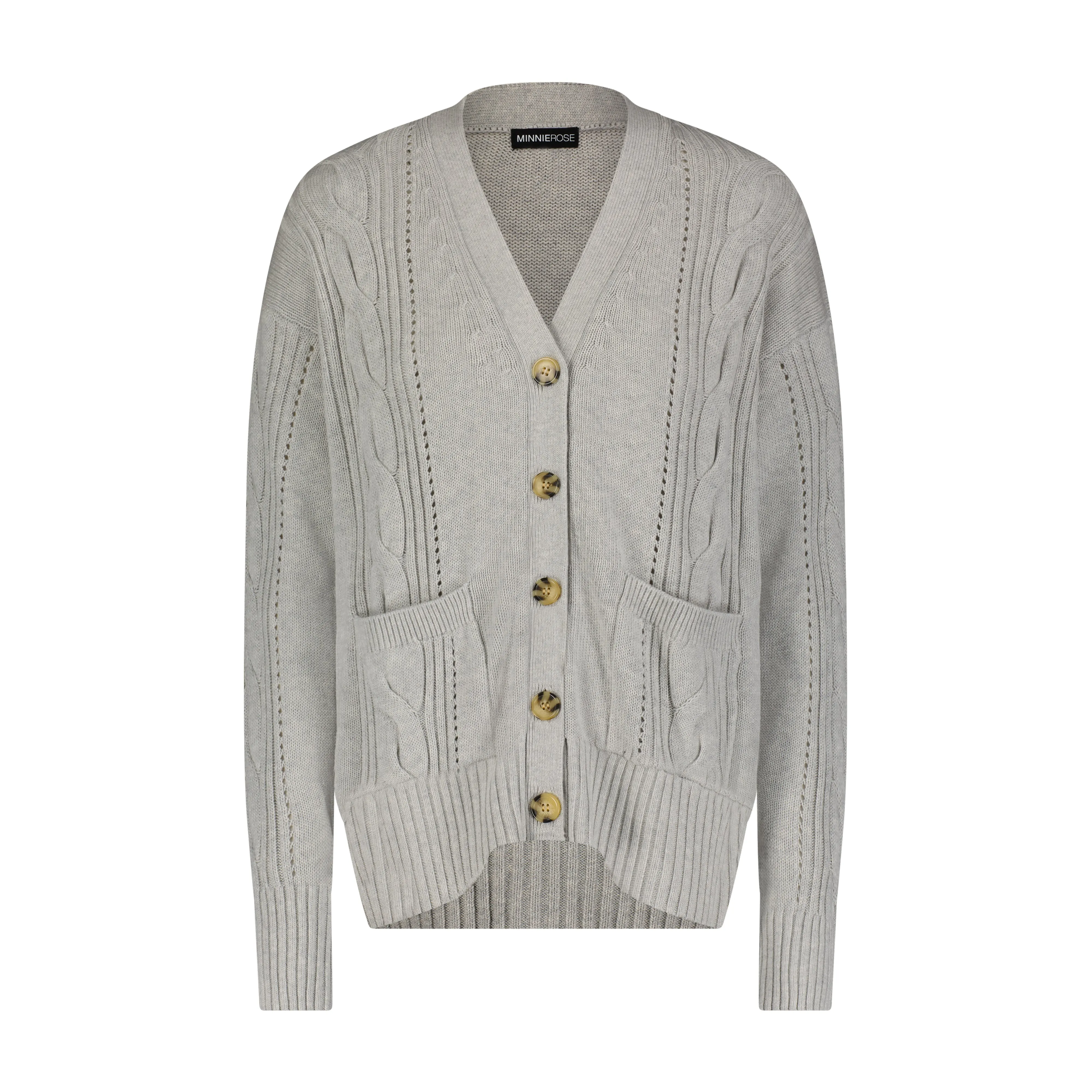 Cotton Cashmere Oversized Cable Cardigan