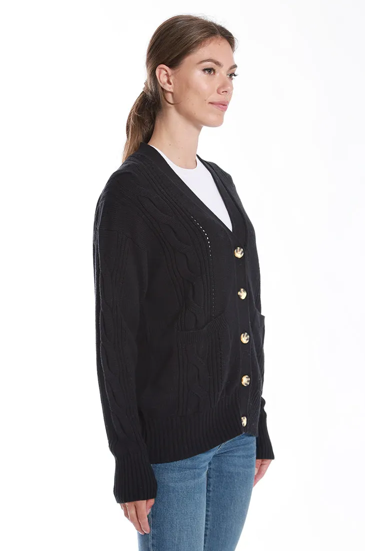 Cotton Cashmere Oversized Cable Cardigan