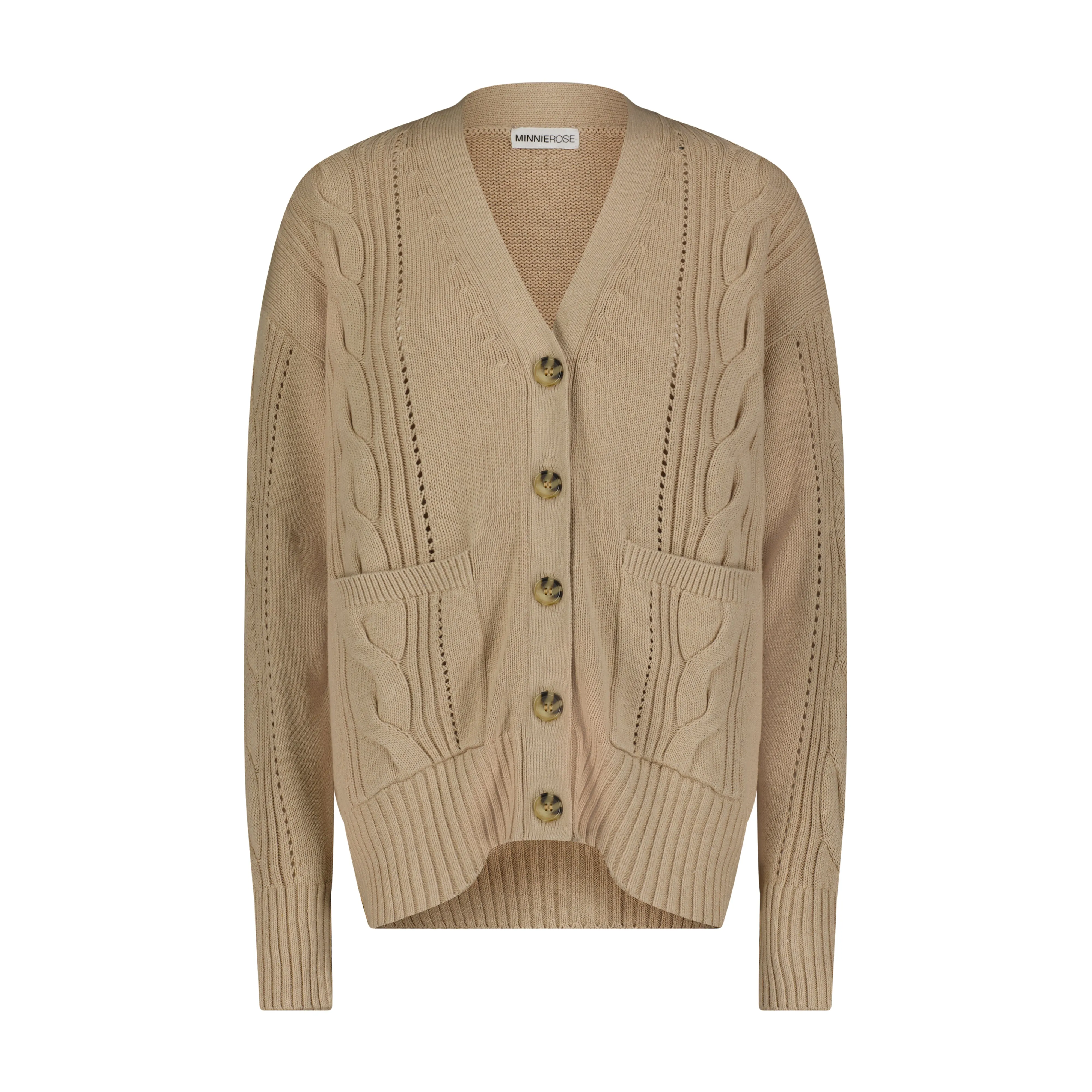 Cotton Cashmere Oversized Cable Cardigan
