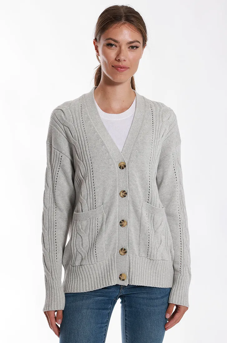 Cotton Cashmere Oversized Cable Cardigan