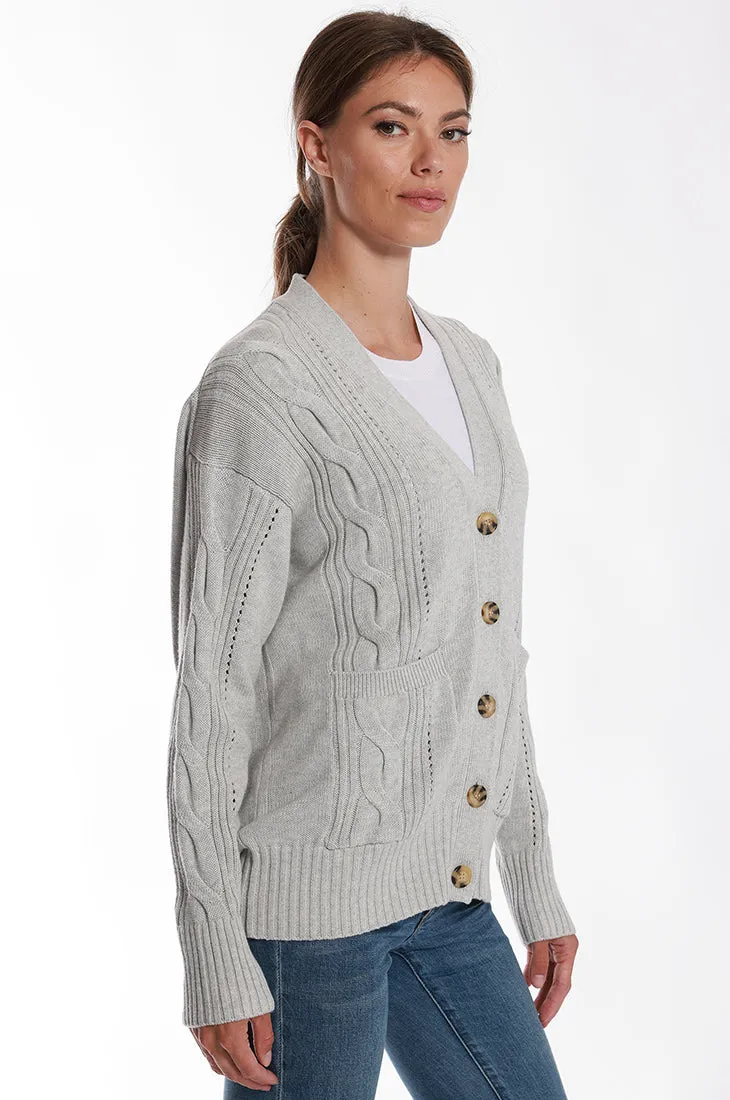 Cotton Cashmere Oversized Cable Cardigan