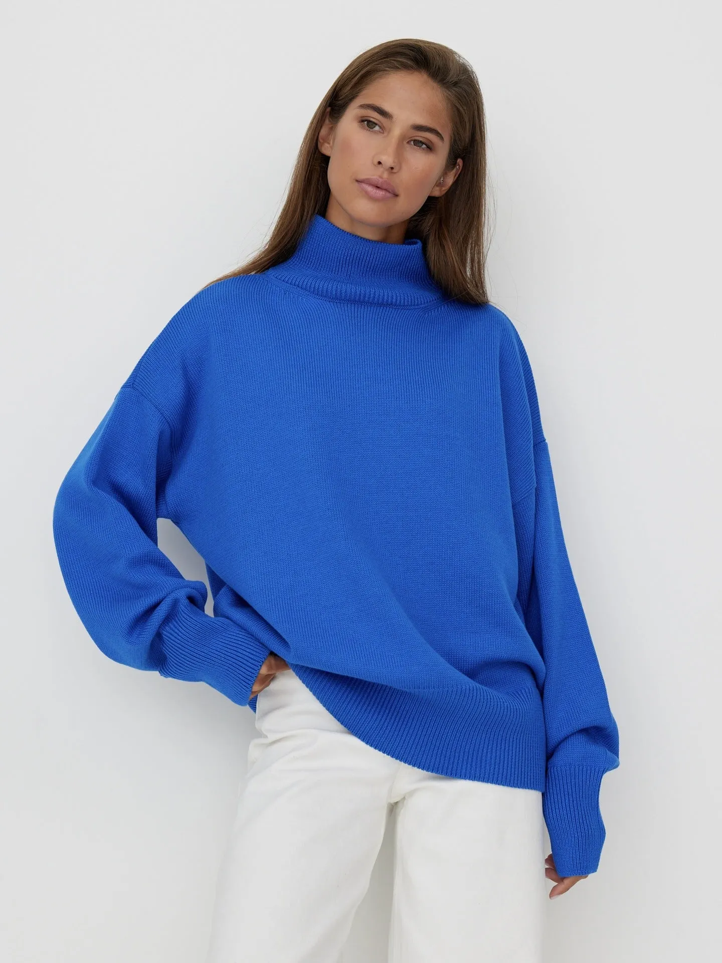 High Neck Long Sleeves Loose Sweater