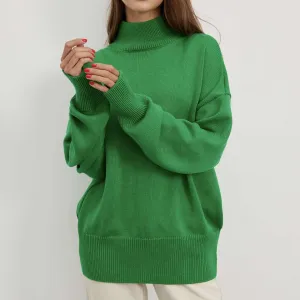 High Neck Long Sleeves Loose Sweater