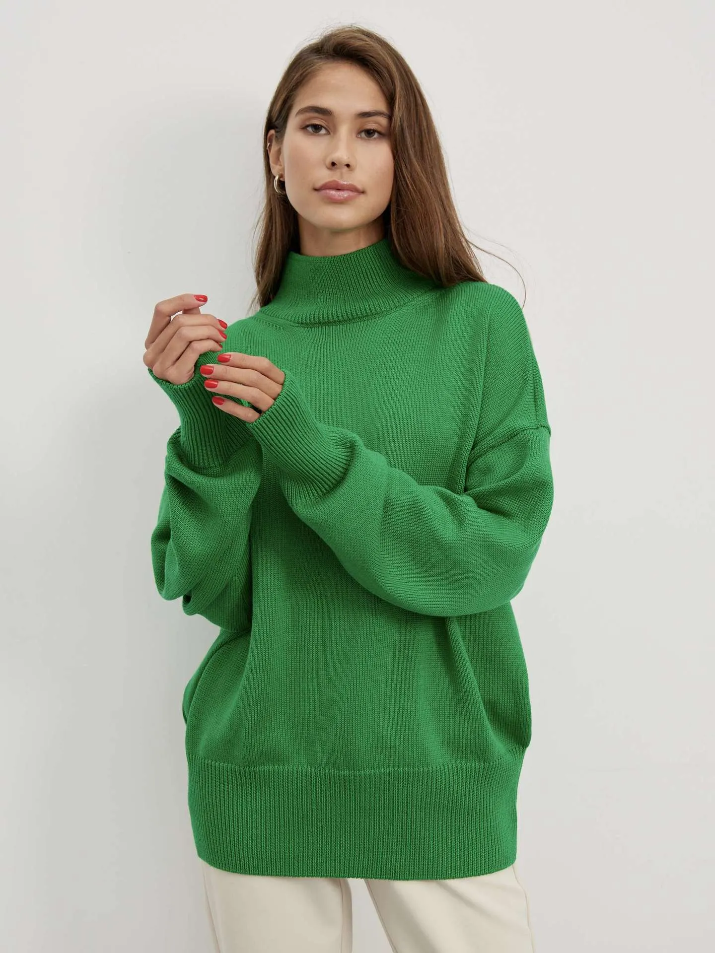High Neck Long Sleeves Loose Sweater