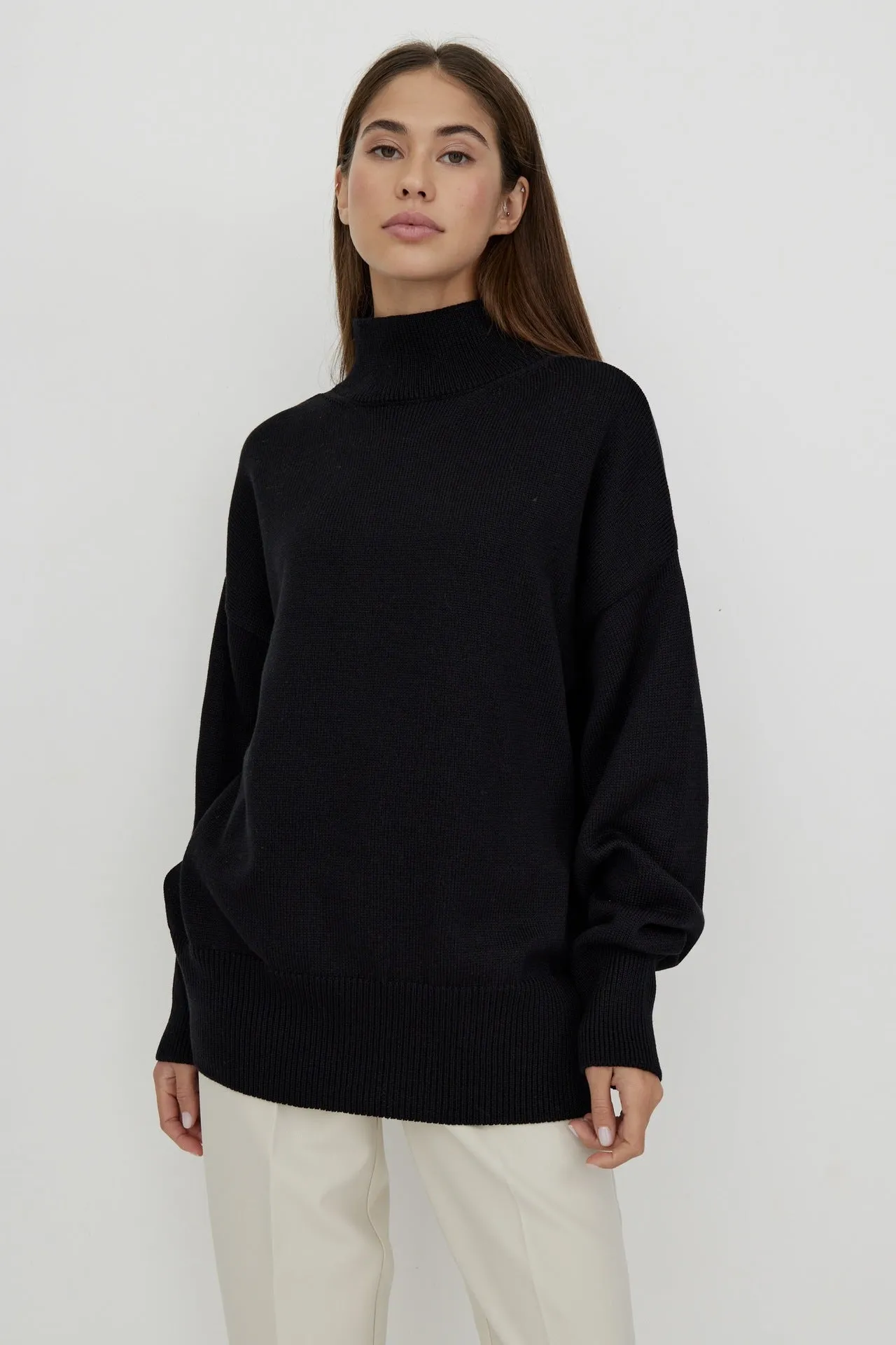 High Neck Long Sleeves Loose Sweater