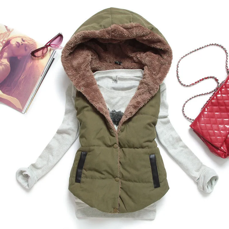 Hot Women Vests Plus Size Sleeveless Vest Femininas Cotton Vests Hoody jacket Women Waistcoat