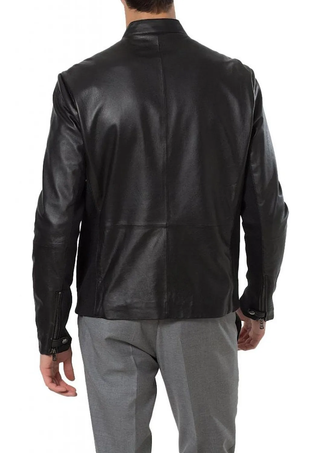 Leather Jackets Hub Mens Genuine Cowhide Leather Jacket (Black, Racer Jacket) - 1501422
