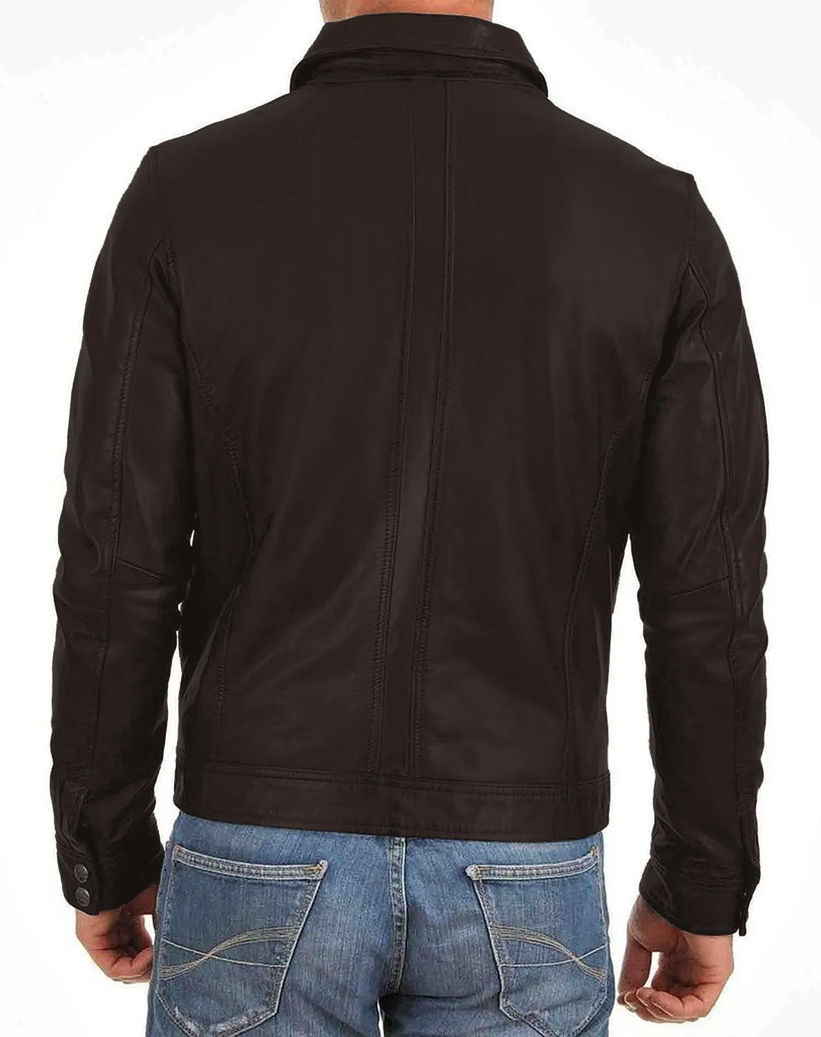 Leather Jackets Hub Mens Genuine Lambskin Leather Jacket (Black, Aviator Jacket) - 1501382