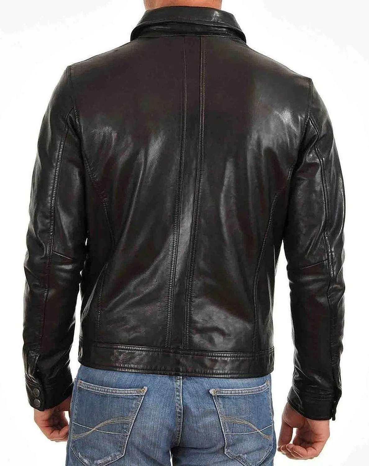 Leather Jackets Hub Mens Genuine Lambskin Leather Jacket (Black, Aviator Jacket) - 1501382