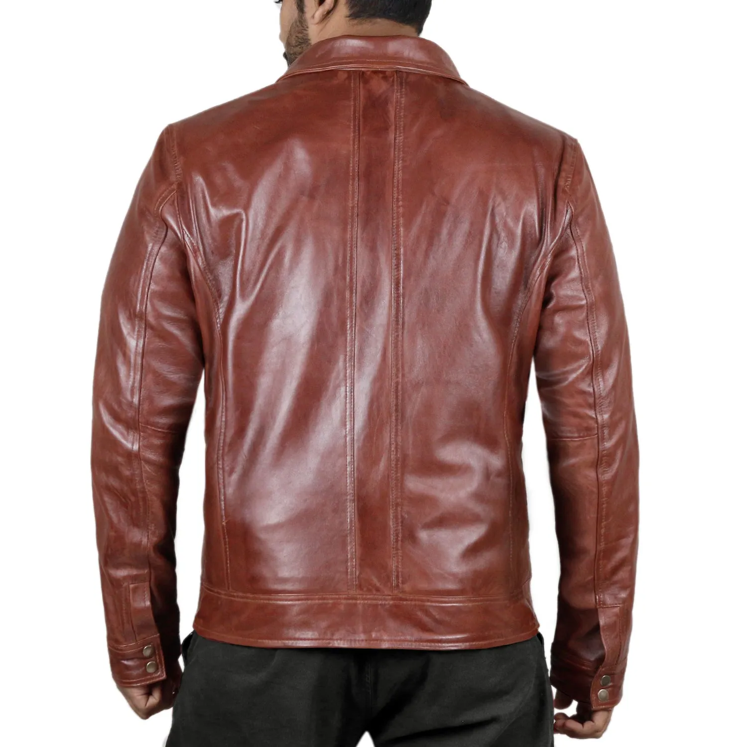 Leather Jackets Hub Mens Genuine Lambskin Leather Jacket (Black, Aviator Jacket) - 1501382