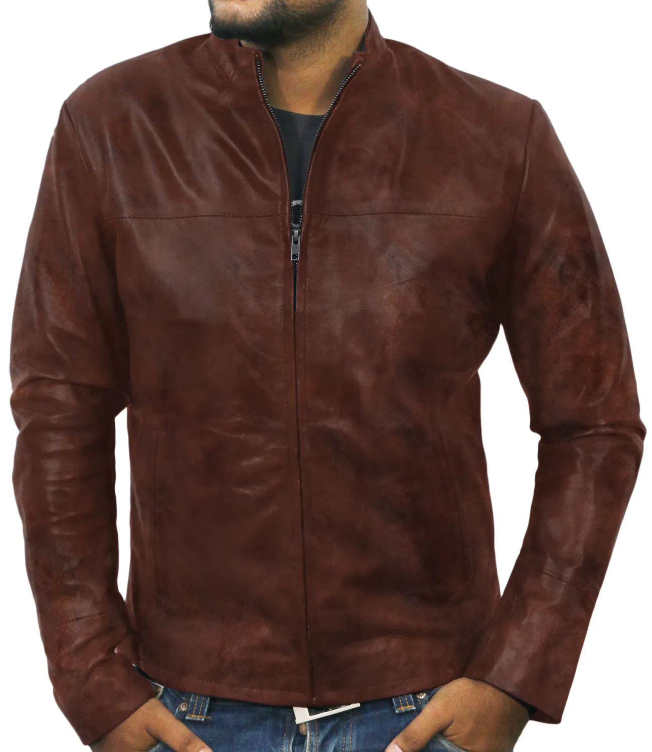 Leather Jackets Hub Mens Genuine Lambskin Leather Jacket (Black, Racer Jacket) - 1501212