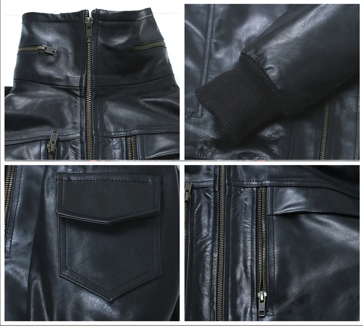 Leather Jackets Hub Mens Genuine Lambskin Leather Jacket (Black, Racer Jacket) - 1501212