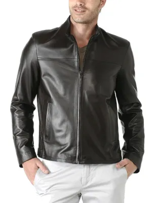 Leather Jackets Hub Mens Genuine Lambskin Leather Jacket (Black, Racer Jacket) - 1501212