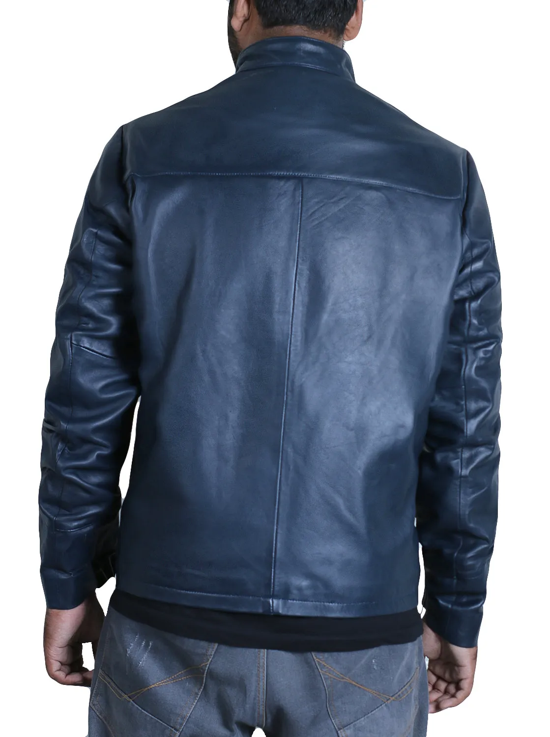 Leather Jackets Hub Mens Genuine Lambskin Leather Jacket (Black, Racer Jacket) - 1501212