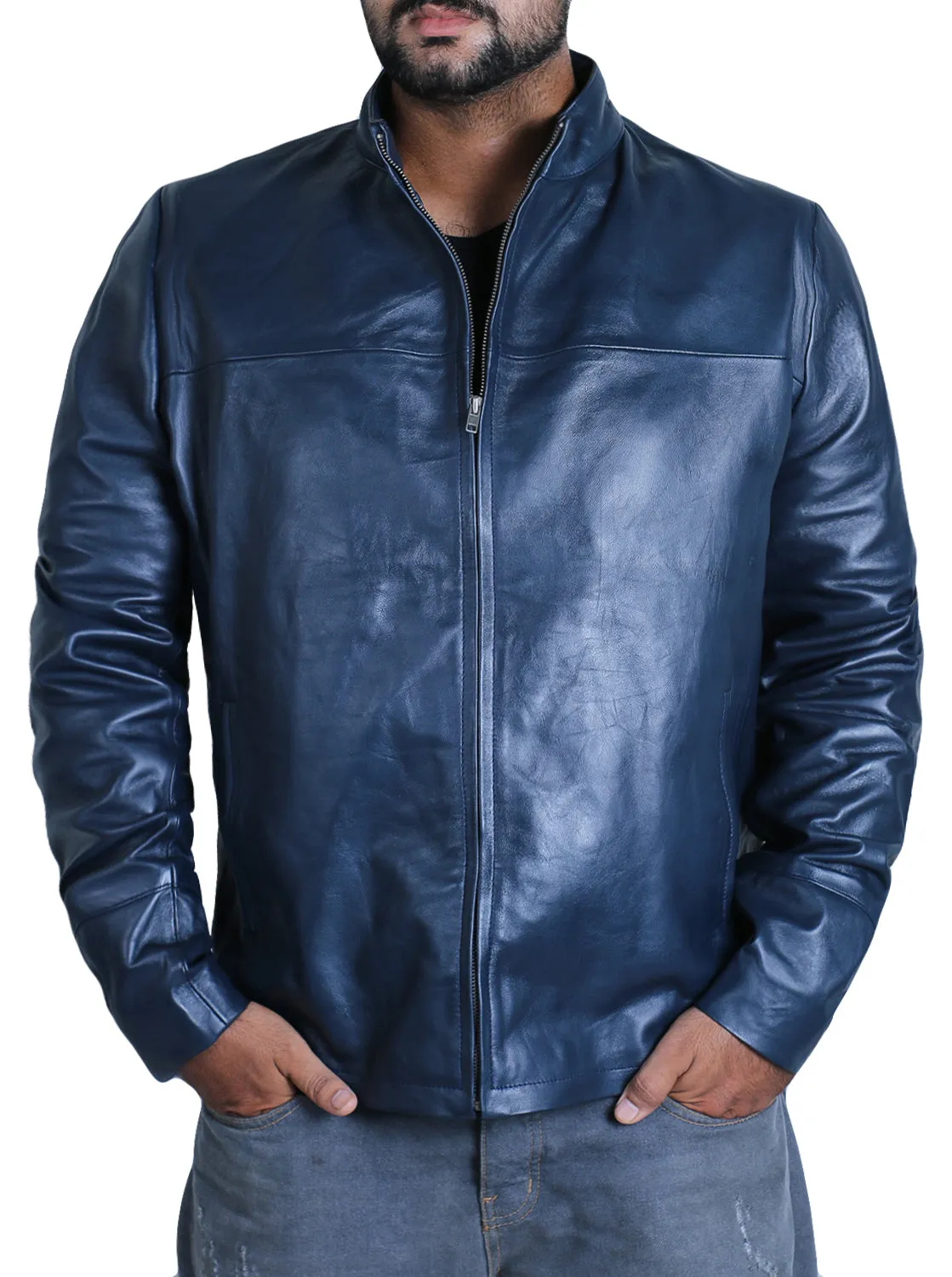 Leather Jackets Hub Mens Genuine Lambskin Leather Jacket (Black, Racer Jacket) - 1501212
