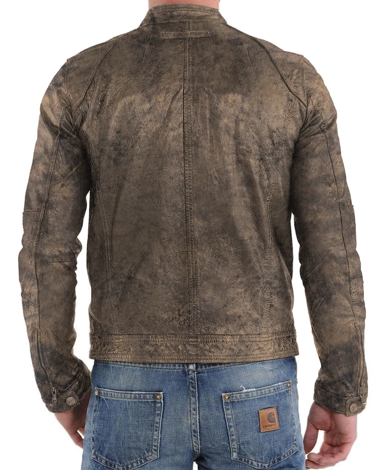 Leather Jackets Hub Mens Genuine Lambskin Leather Jacket (Black, Racer Jacket) - 1501220