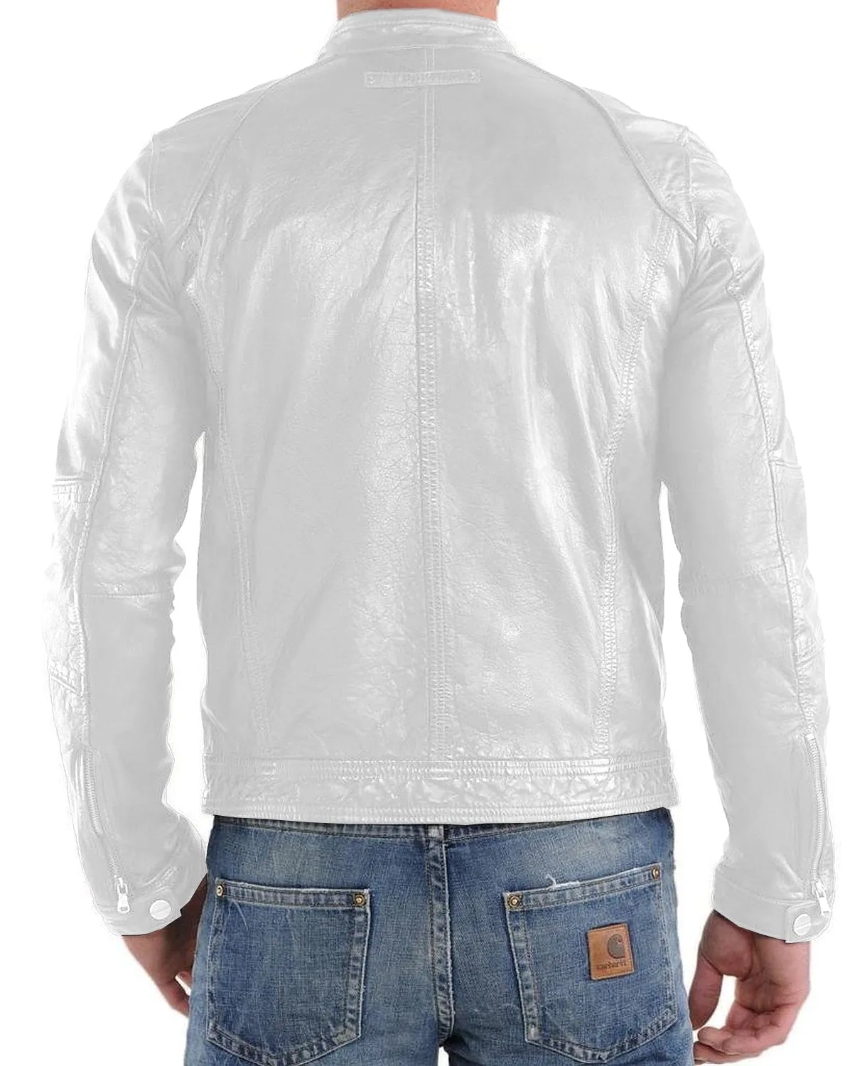 Leather Jackets Hub Mens Genuine Lambskin Leather Jacket (Black, Racer Jacket) - 1501220