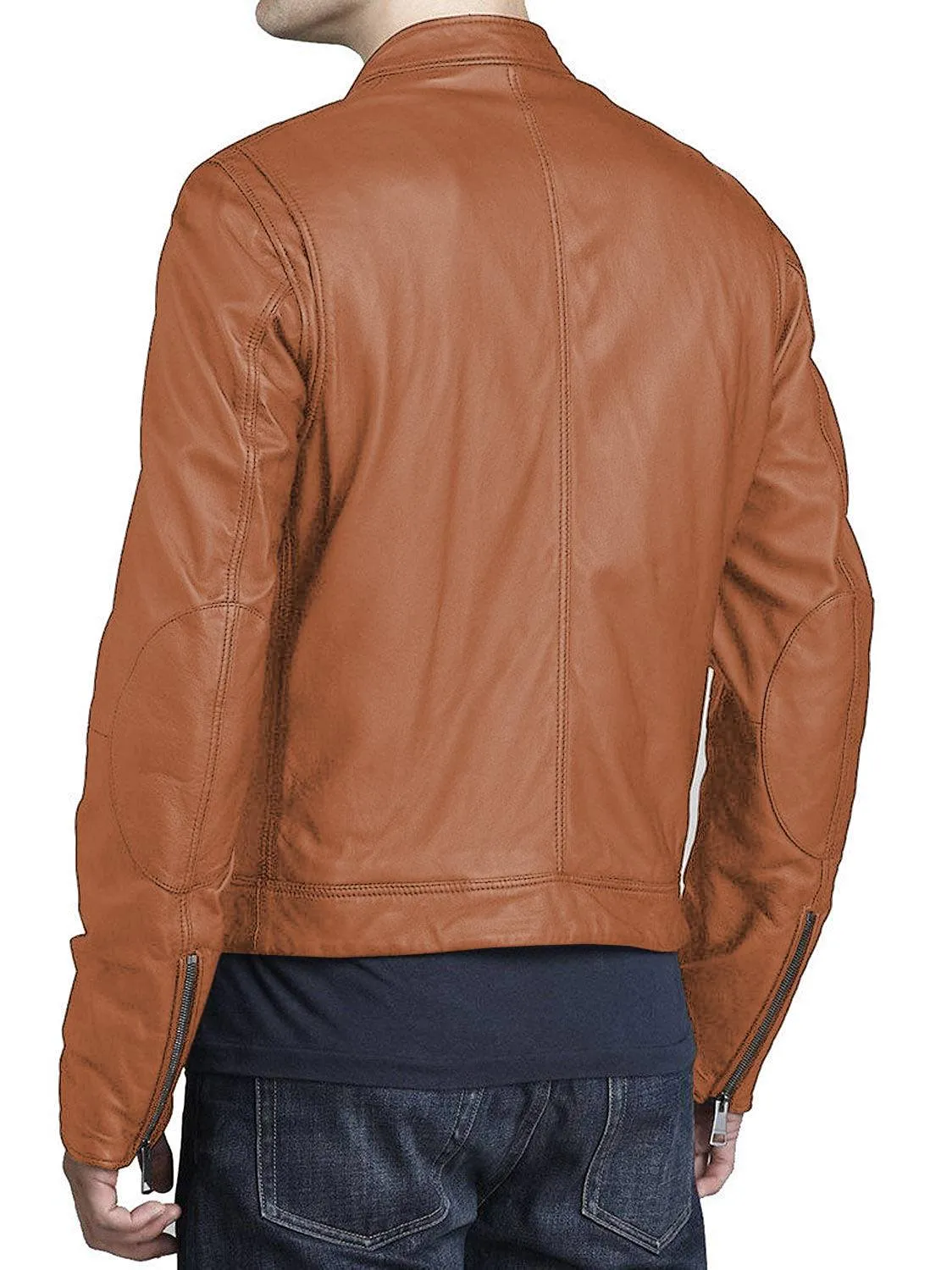 Leather Jackets Hub Mens Genuine Lambskin Leather Jacket (Black, Racer Jacket) - 1501316