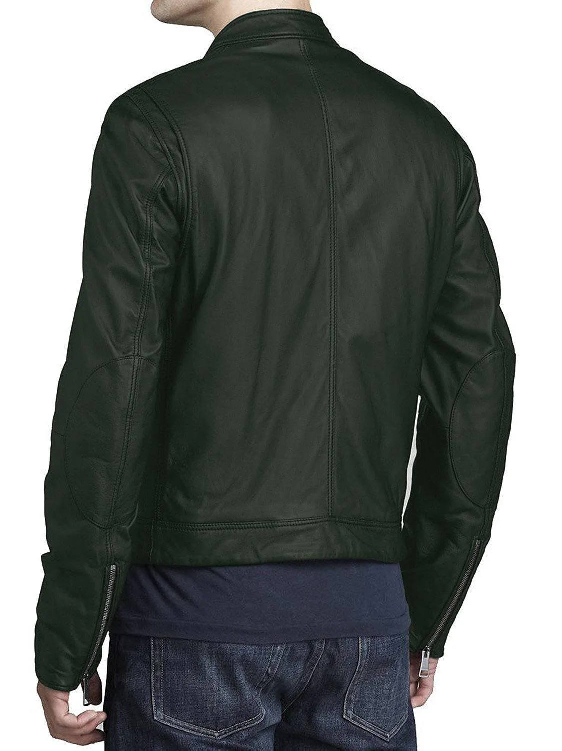 Leather Jackets Hub Mens Genuine Lambskin Leather Jacket (Black, Racer Jacket) - 1501316