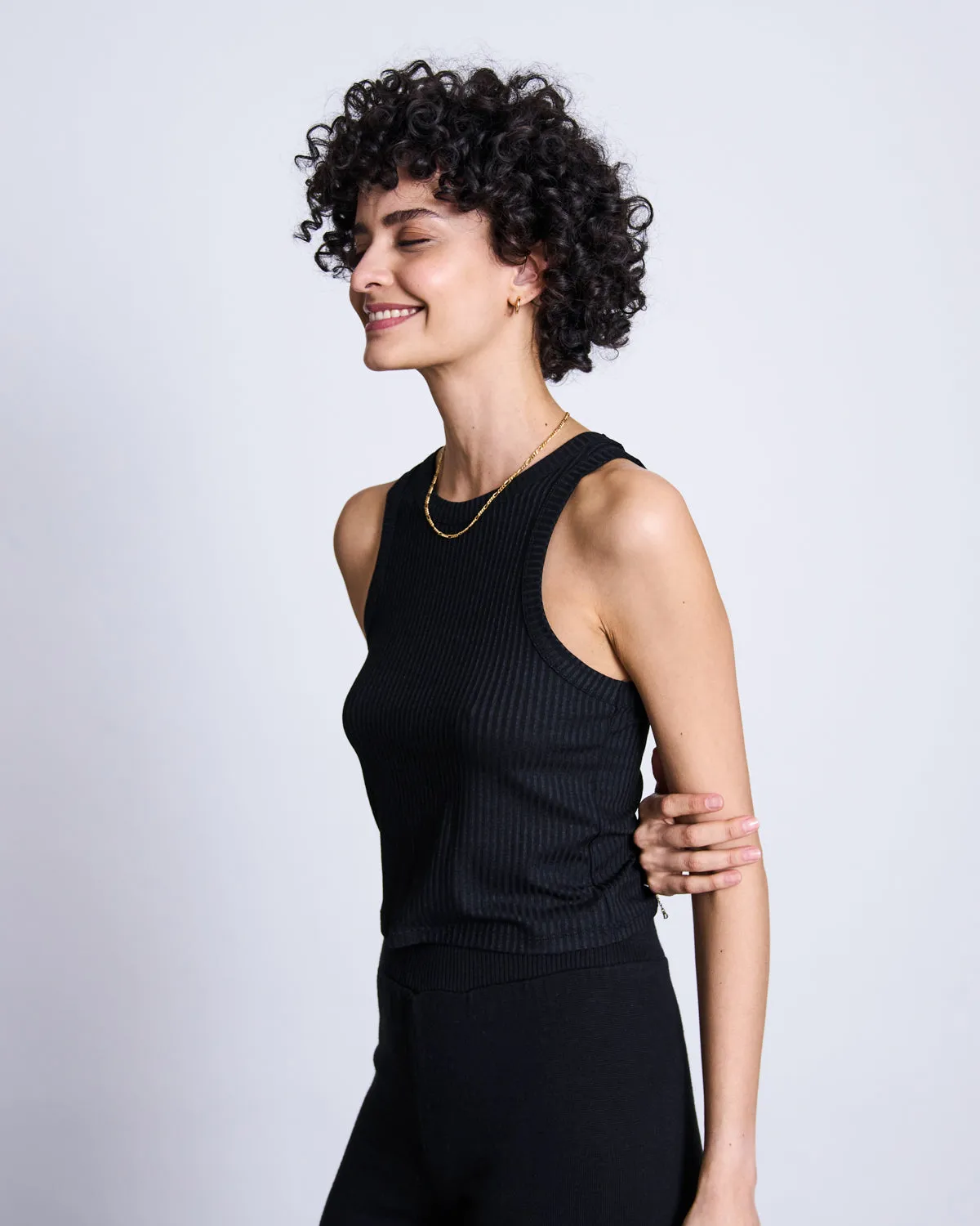 LYOCELL RIB TANK TOP PORTO BLACK