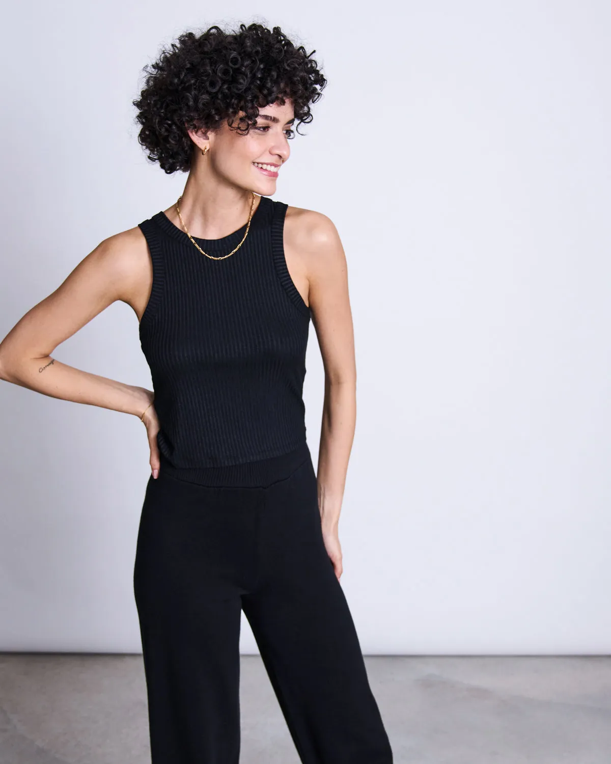 LYOCELL RIB TANK TOP PORTO BLACK