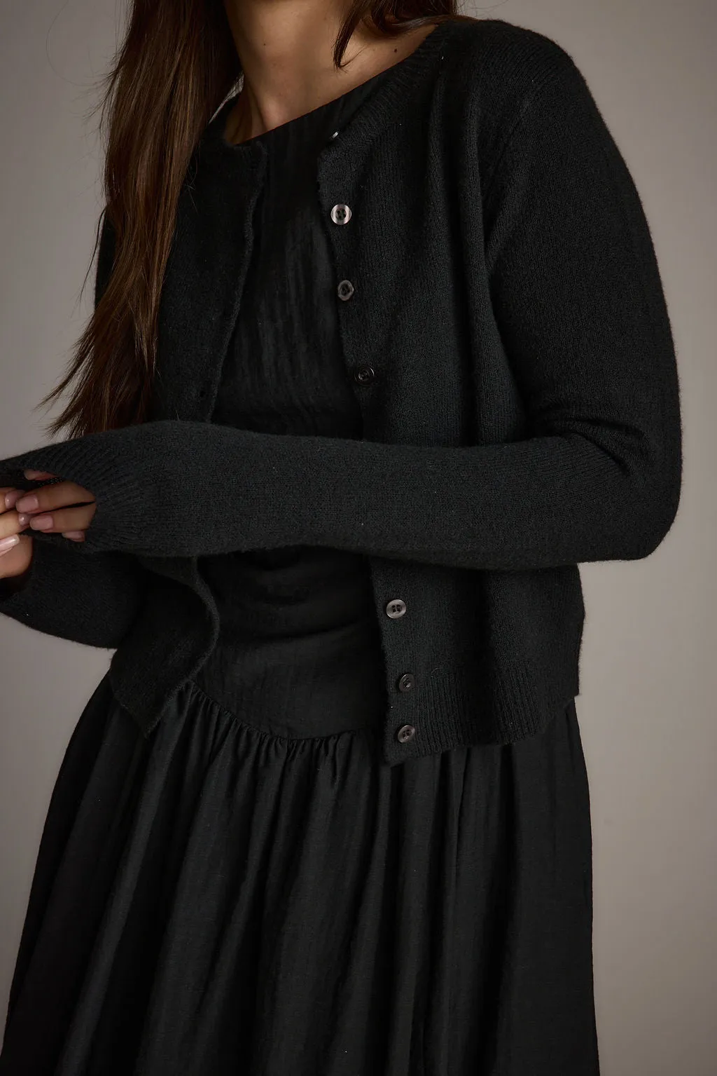 Mindy Black Crew Neck Cardigan