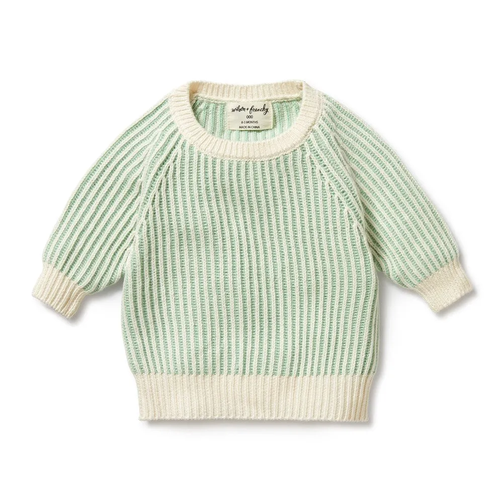 Mint Green Knitted Ribbed Jumper