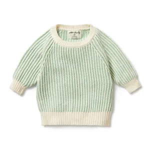 Mint Green Knitted Ribbed Jumper