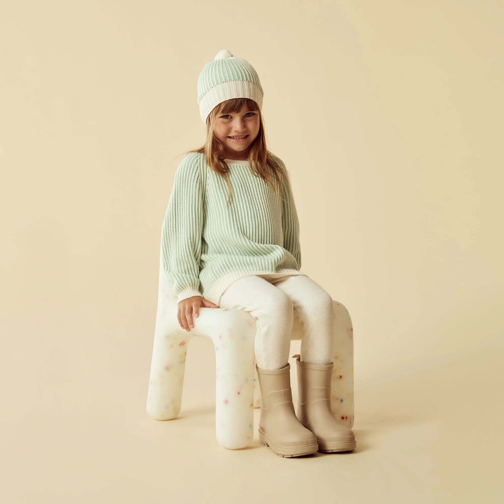 Mint Green Knitted Ribbed Jumper