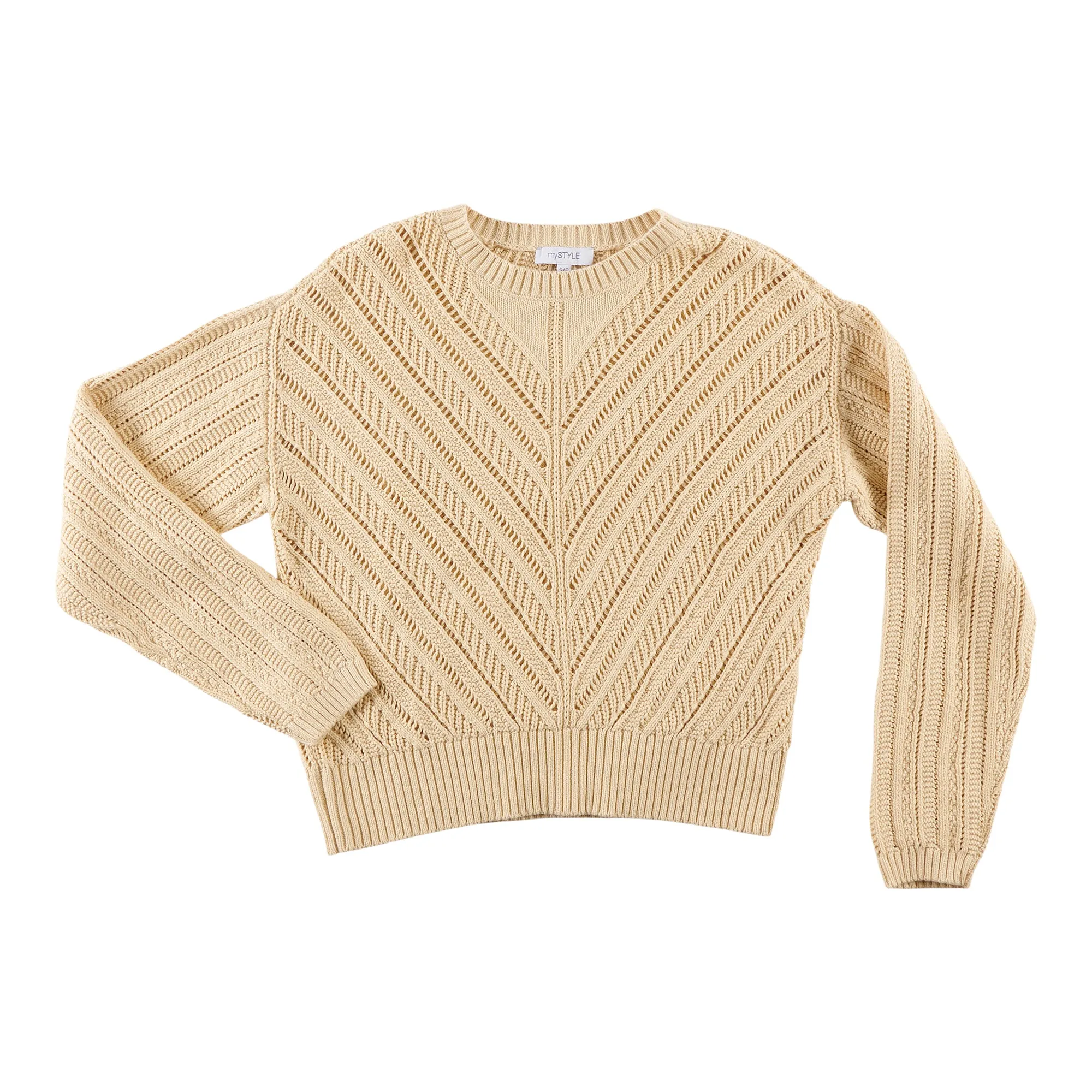mySTYLE Women's Round Crochet Neck Sweater