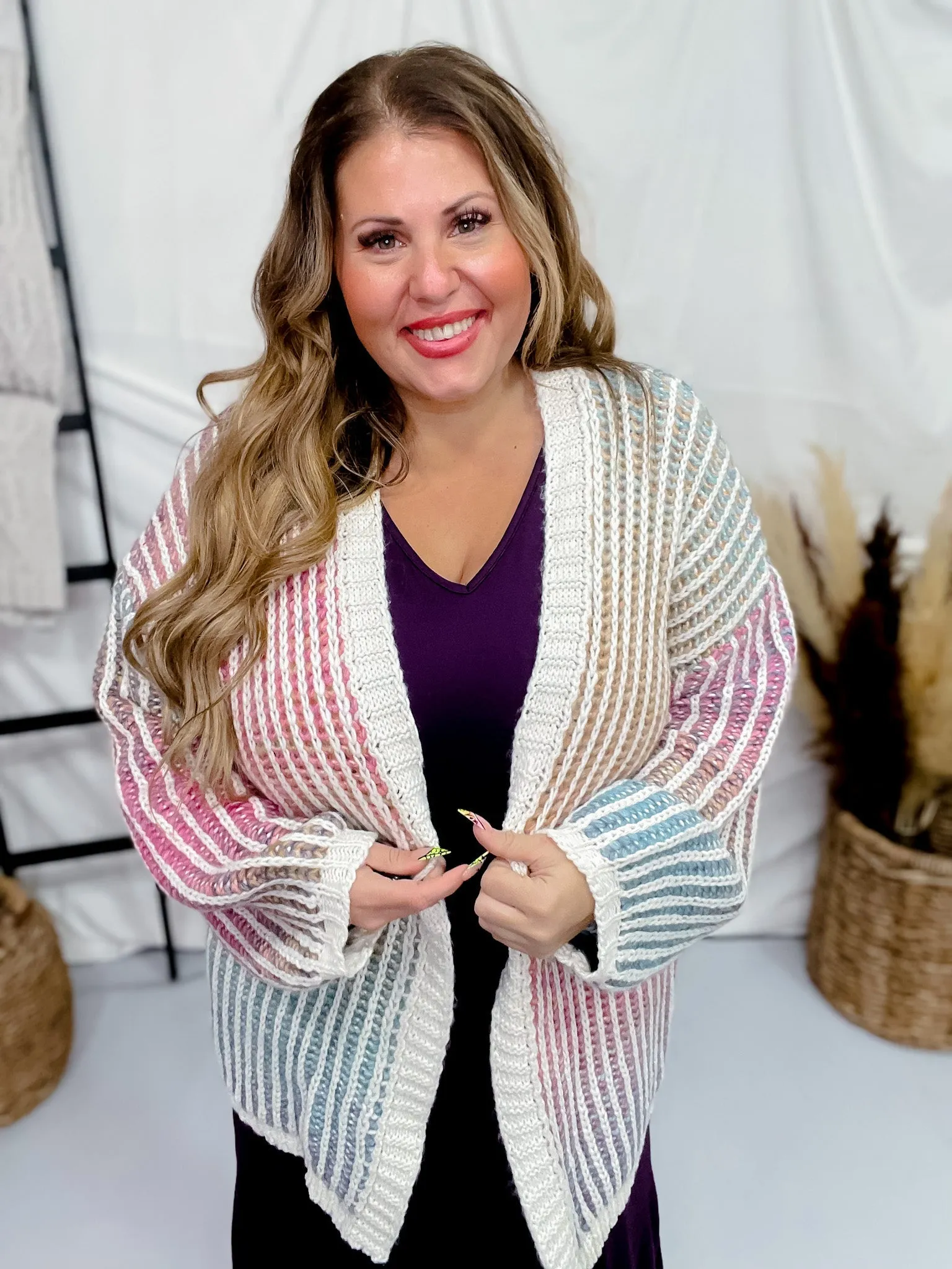 Pink Multi-Colored Ombre Sweater Cardigan FINAL SALE