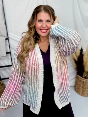 Pink Multi-Colored Ombre Sweater Cardigan FINAL SALE